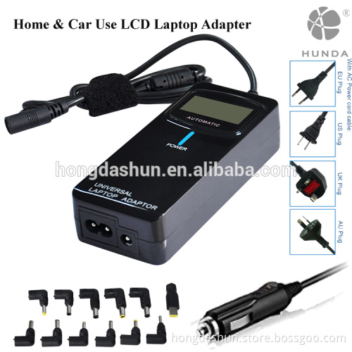 LCD board display 2 in 1 used home & car universal AC/DC laptop power adapter